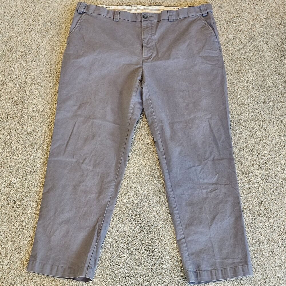 Oak Hill Gray Chino Pants Mens 46x32 Cotton Flat Front Casual Trousers Straight